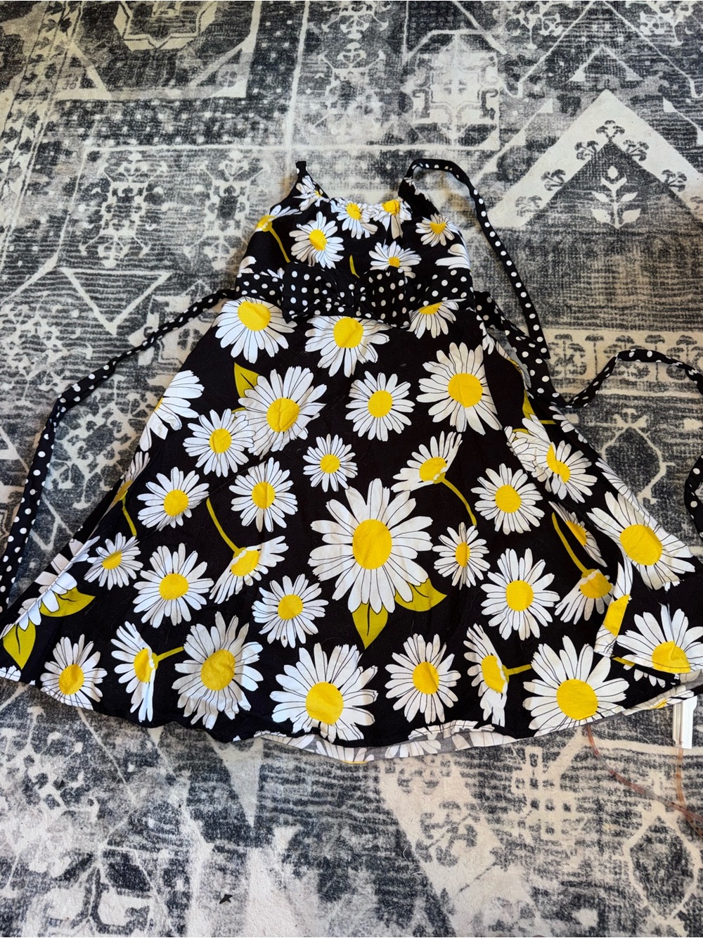 Jessica Simpson Kids Black Daisy Halter Dress with Yellow Centers